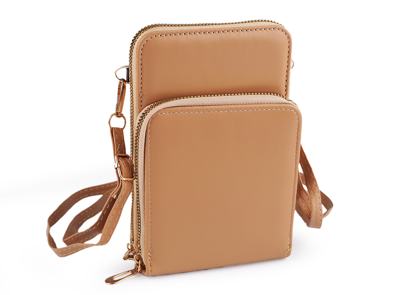 Crossbody-geldbörse mit handytasche, 11,5 x 18 cm - Kamel beige (1 Stück)