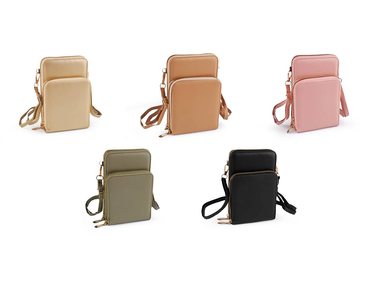 Crossbody-geldbörse mit handytasche, 11,5 x 18 cm - Kamel beige (1 Stück)