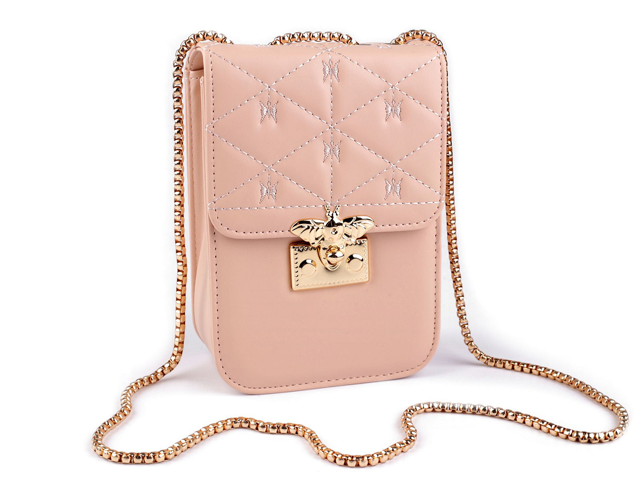 Gesteppte umhängetasche für damen mit biene, 13 x 18,5 cm - Puderig (1 Stück)
