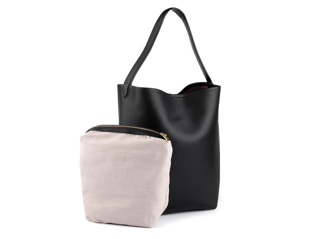 Große handtasche mit etui, 42 x 36 cm - Schwarz (1 Stück)