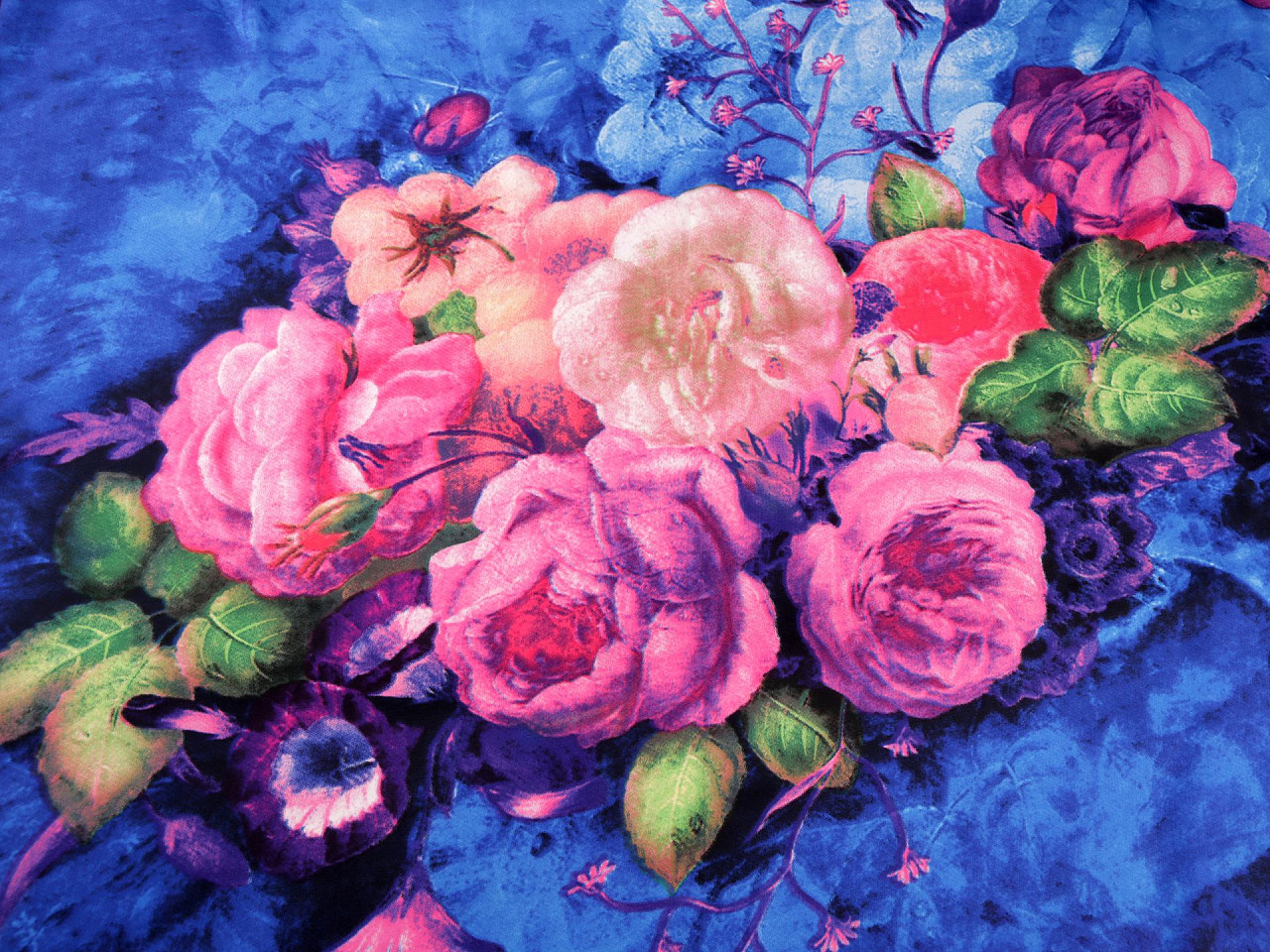 Großer satintuch mit blumen, 130 x 135 cm - Hellrot (1 Stück)