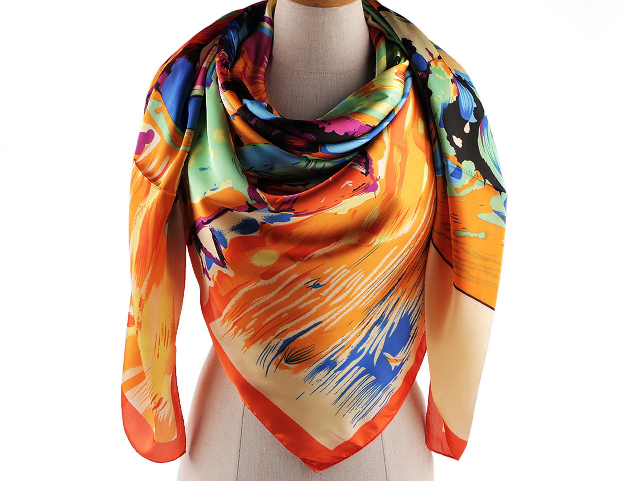 Großer satintuch mit blumen, 130 x 135 cm - Hellrot (1 Stück)