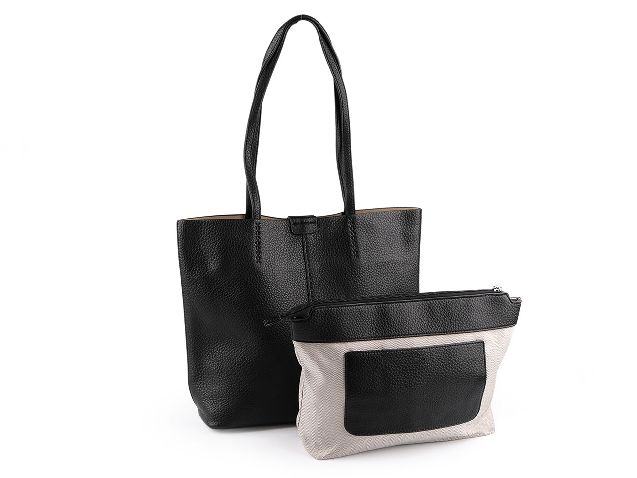 Handtasche mit etui, 38 x 30 cm - Schwarz (1 Stück)