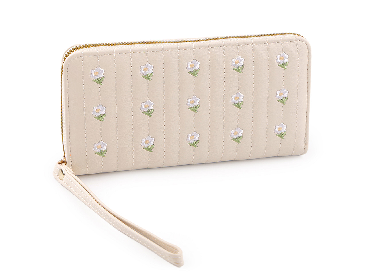 Geldbörse für damen gestickt, 10 x 19 cm - Hellbeige (1 Stück)