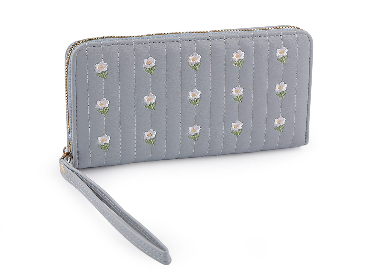 Geldbörse für damen gestickt, 10 x 19 cm - Hellbeige (1 Stück)