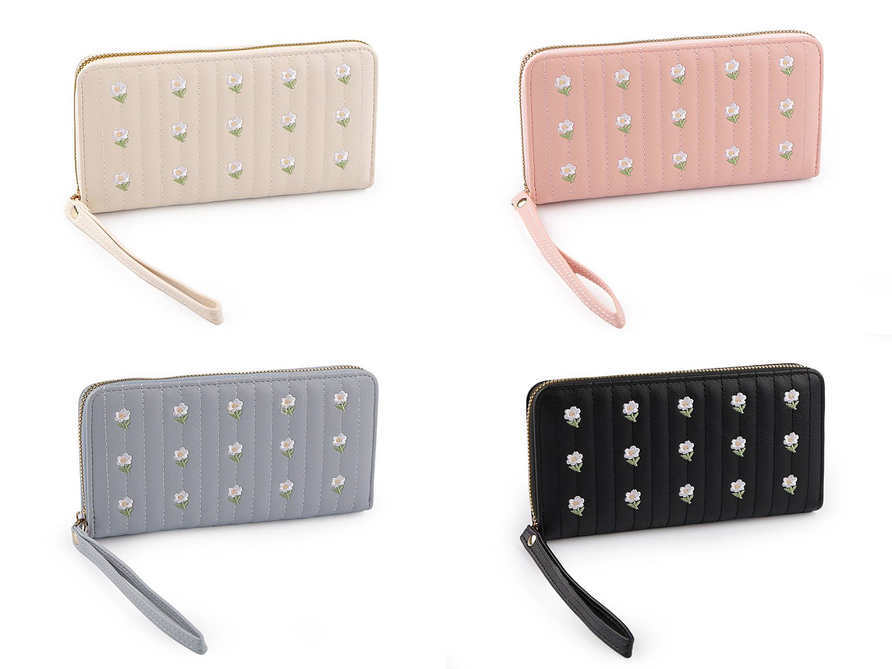 Geldbörse für damen gestickt, 10 x 19 cm - Hellbeige (1 Stück)