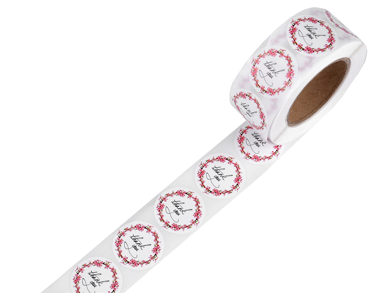 Papieraufkleber handmade with love, thank you ø 25 mm - Naturbraun (1 Rolle)