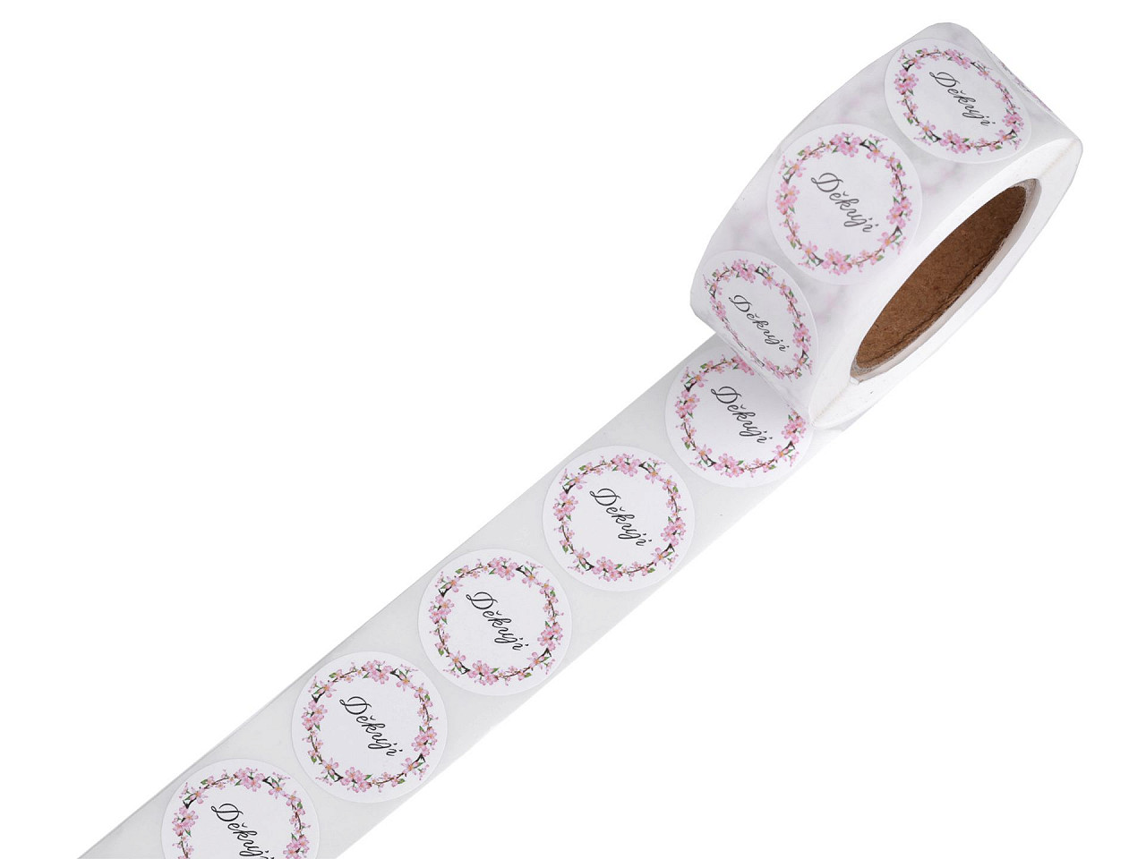 Papieraufkleber handmade with love, thank you ø 25 mm - Naturbraun (1 Rolle)