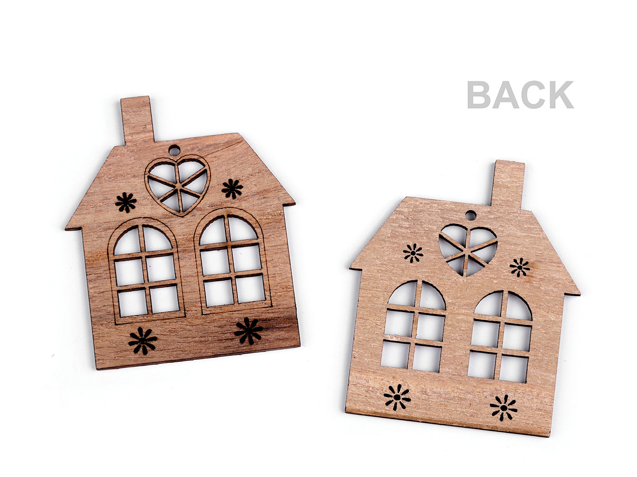 Holzhäuschen zum aufhängen/aufkleben - Naturbraun (2 Stücke)