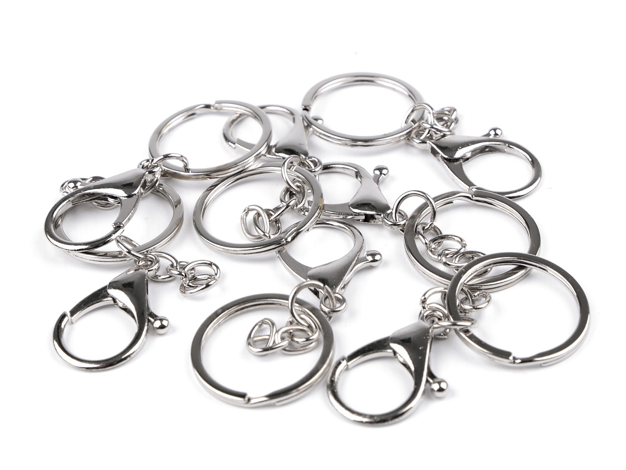 Karabiner mit schlüsselring und kette - Nickel (20 Stücke)