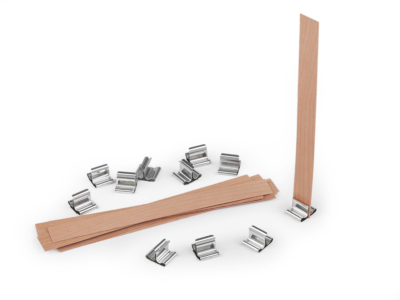 Kerzendocht aus holz mit halter 1,5 x 15 cm - Naturbraun (10 Stücke)