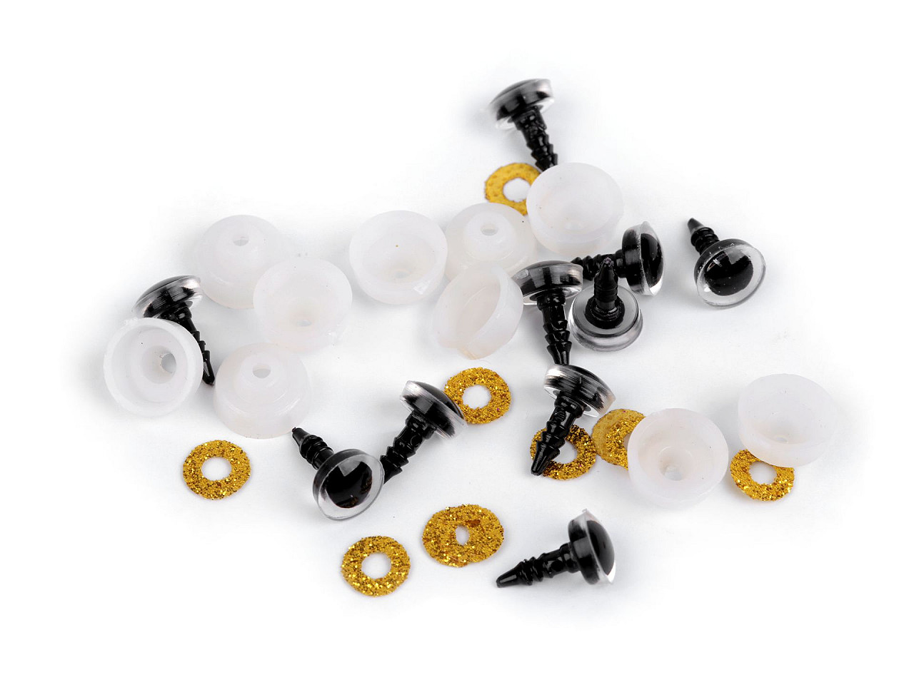Augen mit glitter und sicherung ø 10 mm - Gold (50 Sets)