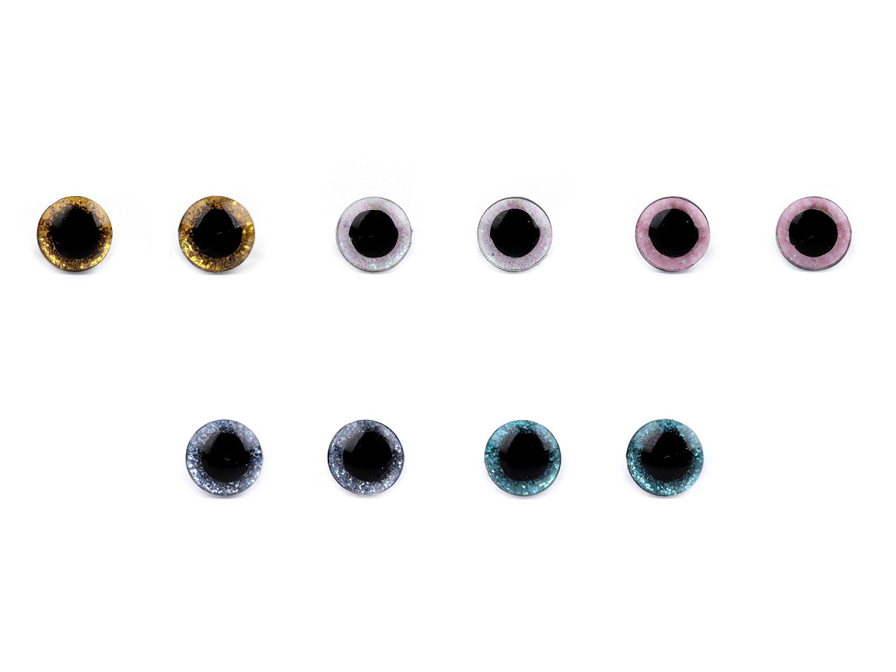 Augen mit glitter und sicherung ø 10 mm - Gold (50 Sets)