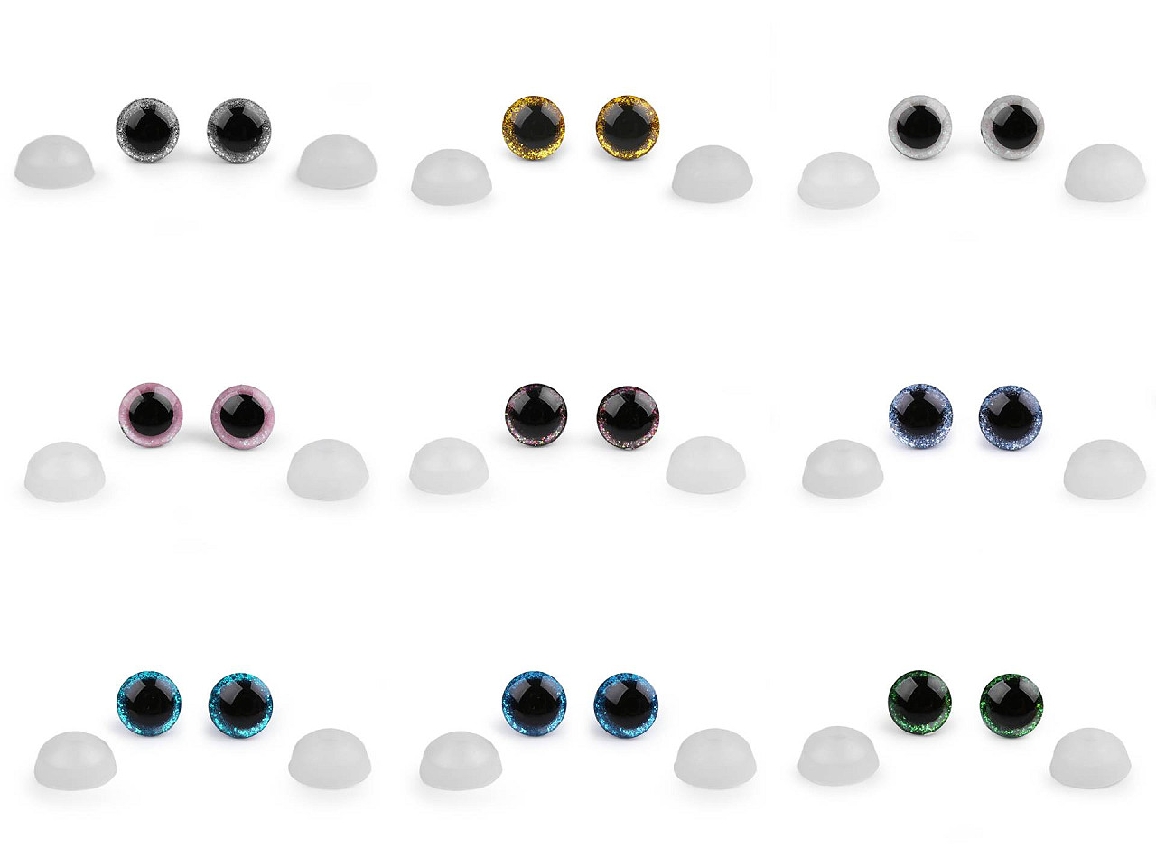 Augen mit glitter und sicherung ø 12 mm - Babyrosa (50 Sets)