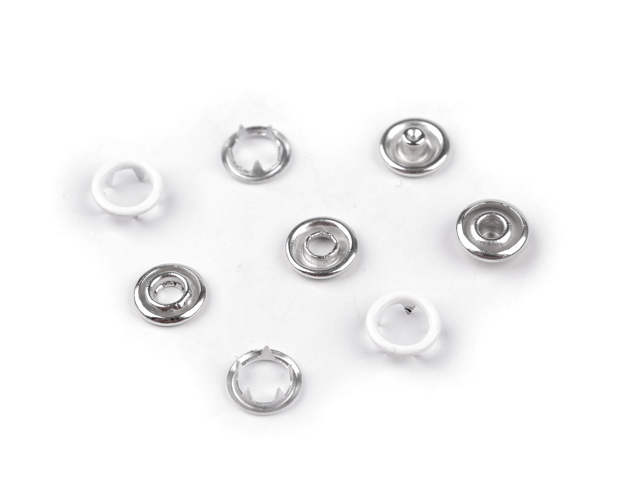 Roland baby druckknöpfe für dünne stoffe, ø 10 mm, farbig lackiert - Weiß (50 Sets)