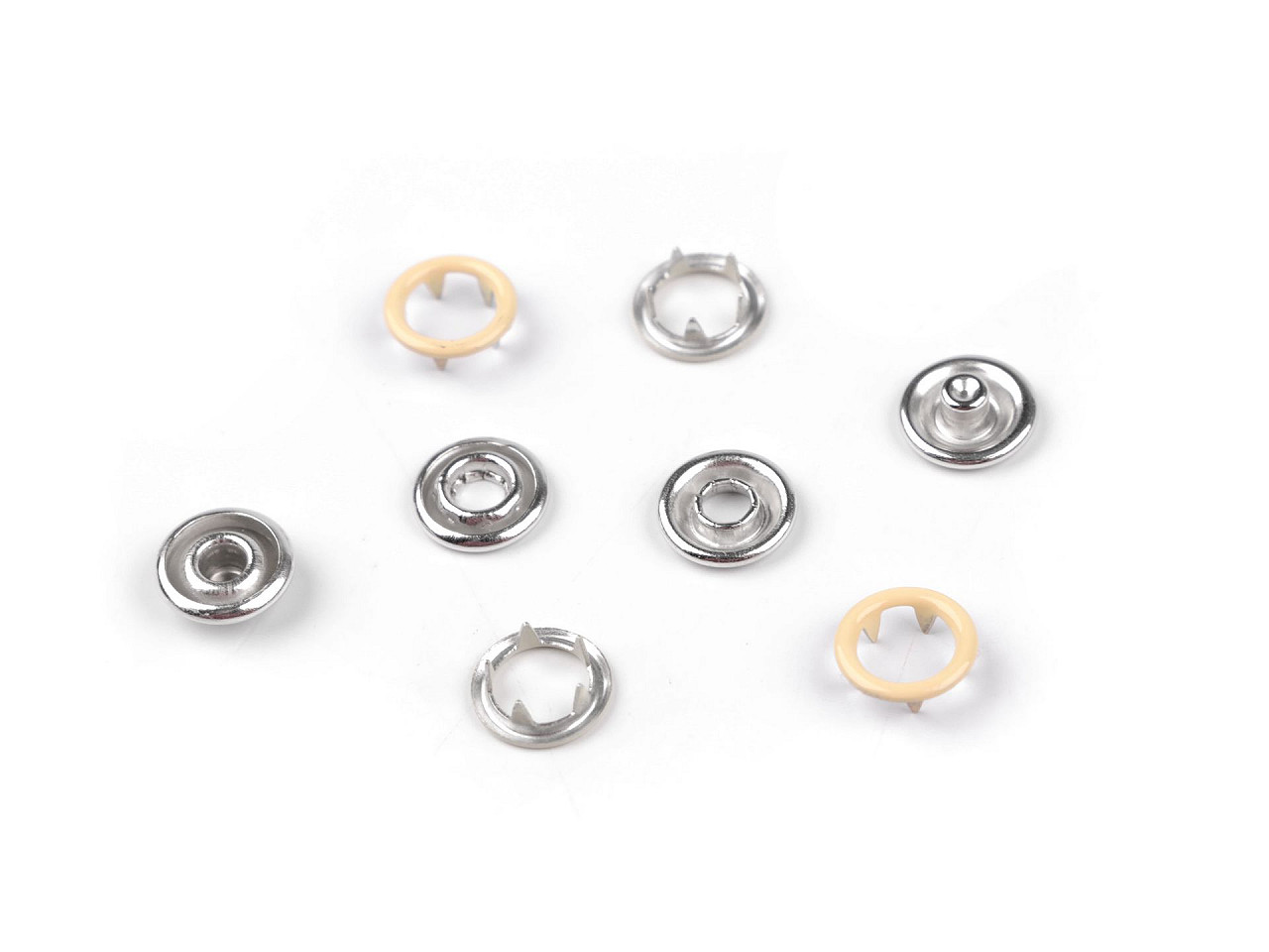 Roland baby druckknöpfe für dünne stoffe, ø 10 mm, farbig lackiert - Weiß (50 Sets)