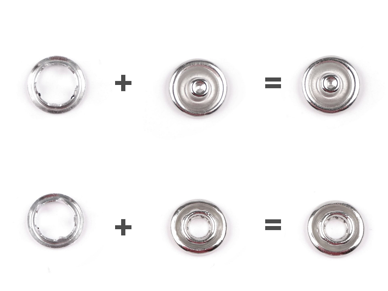 Roland baby druckknöpfe für dünne stoffe, ø 10 mm, farbig lackiert - Weiß (50 Sets)