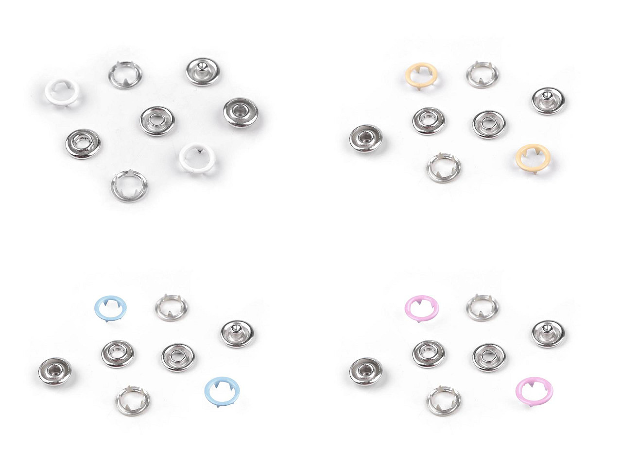 Roland baby druckknöpfe für dünne stoffe, ø 10 mm, farbig lackiert - Weiß (50 Sets)