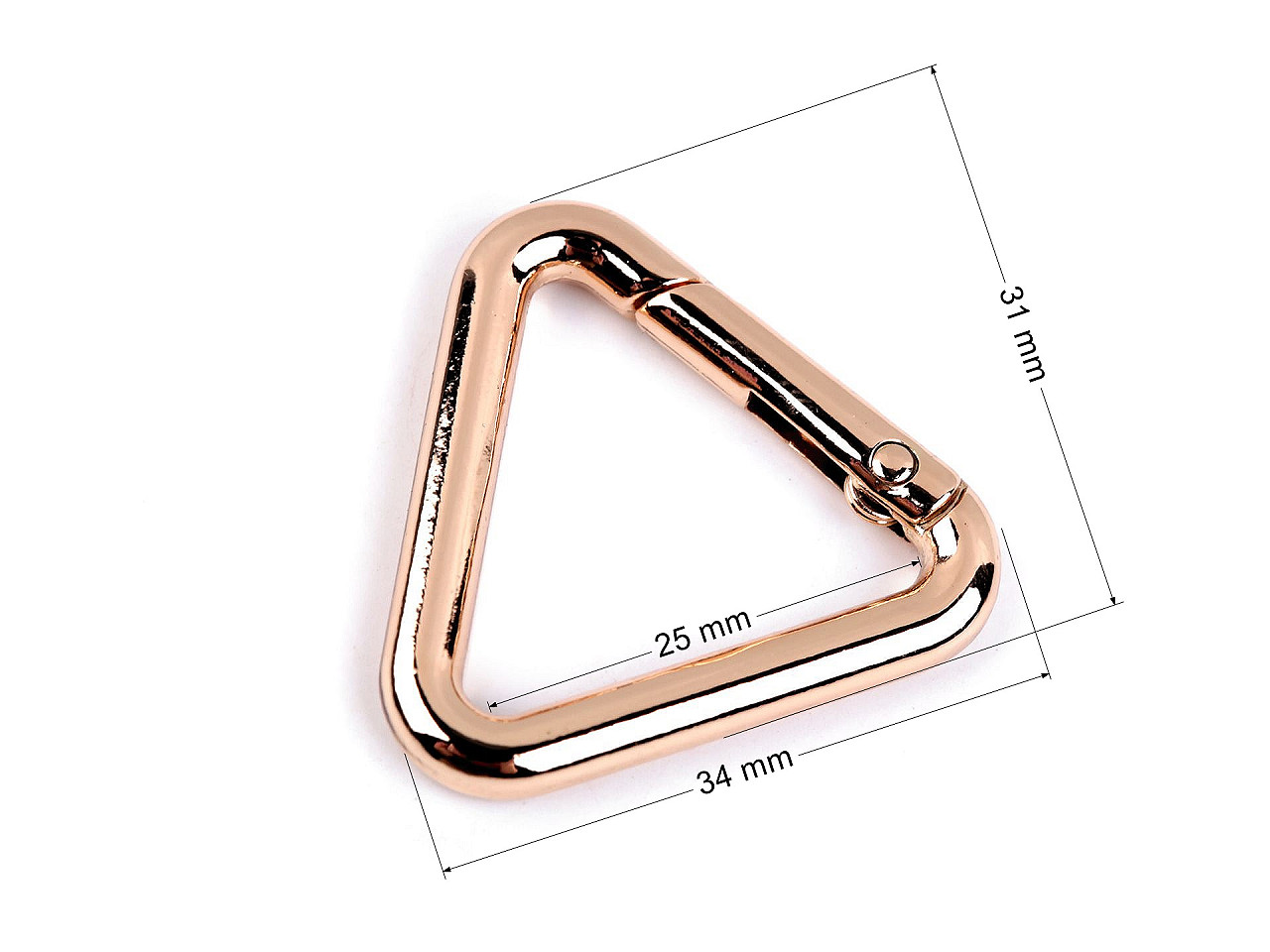 Karabiner dreieck, durchzug 25 mm - Rosagold (10 Stücke)