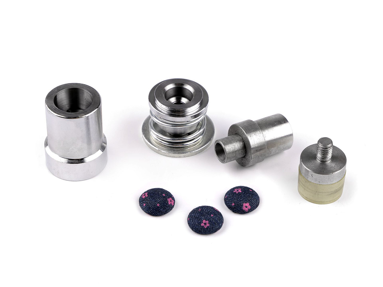 Set aufsätze zum beziehen von kappenknöpfen - Nickel (1 Set)