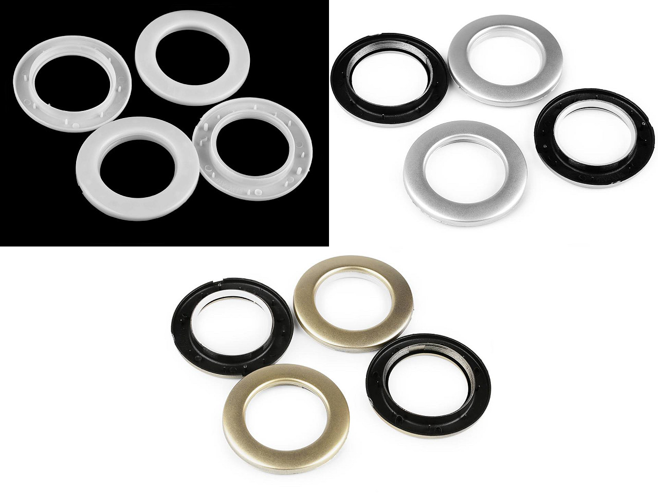 Click-öse für gardinen und vorhänge, innen-ø 42 mm - Weiß (10 Sets)