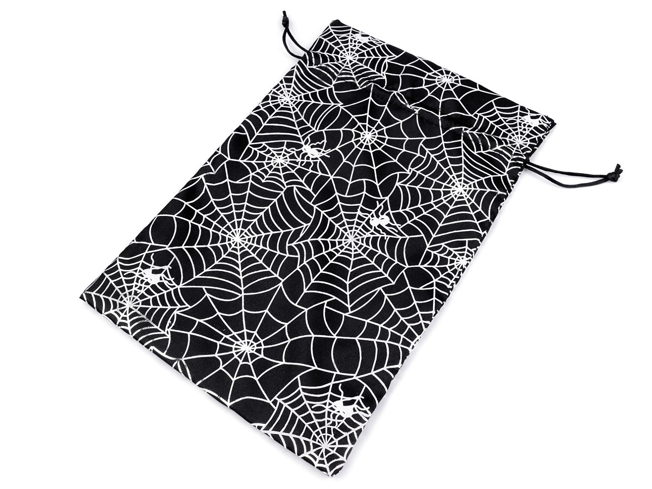 Geschenkbeutel spinnennetz/halloween, 20 x 31 cm, satin - Schwarz (10 Stücke)