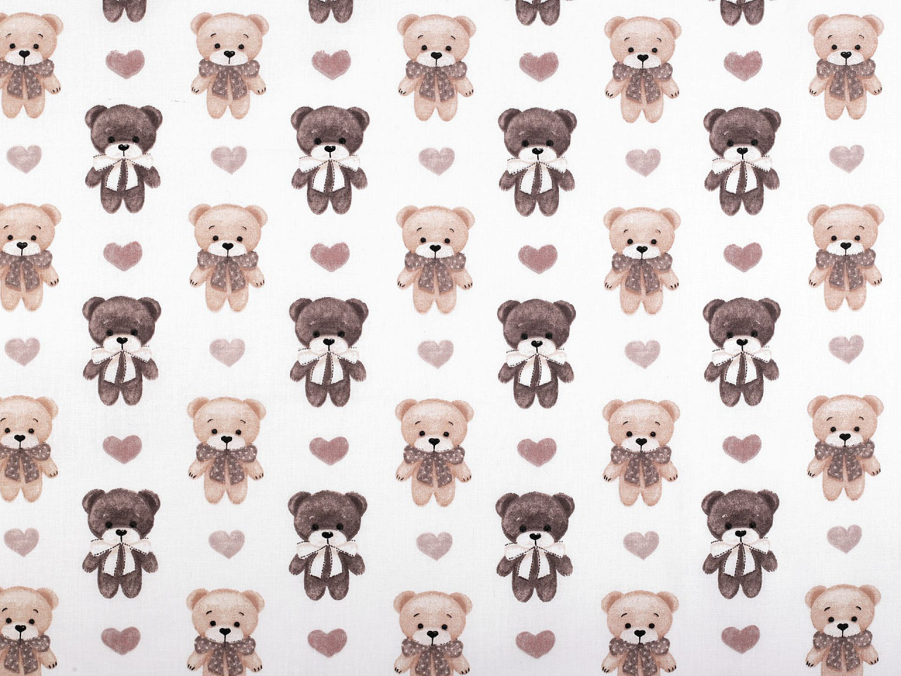 Baumwollstoff/leinen bärchen - Weiß (1 Meter)