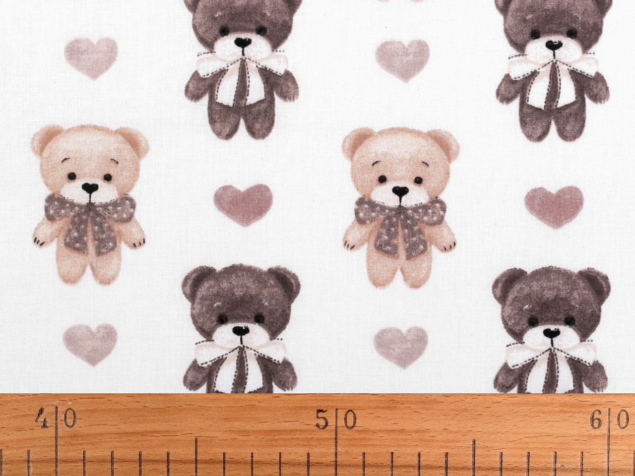 Baumwollstoff/leinen bärchen - Weiß (1 Meter)