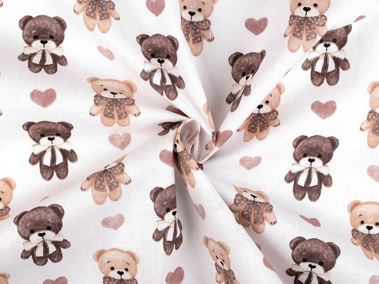 Baumwollstoff/leinen bärchen - Weiß (1 Meter)