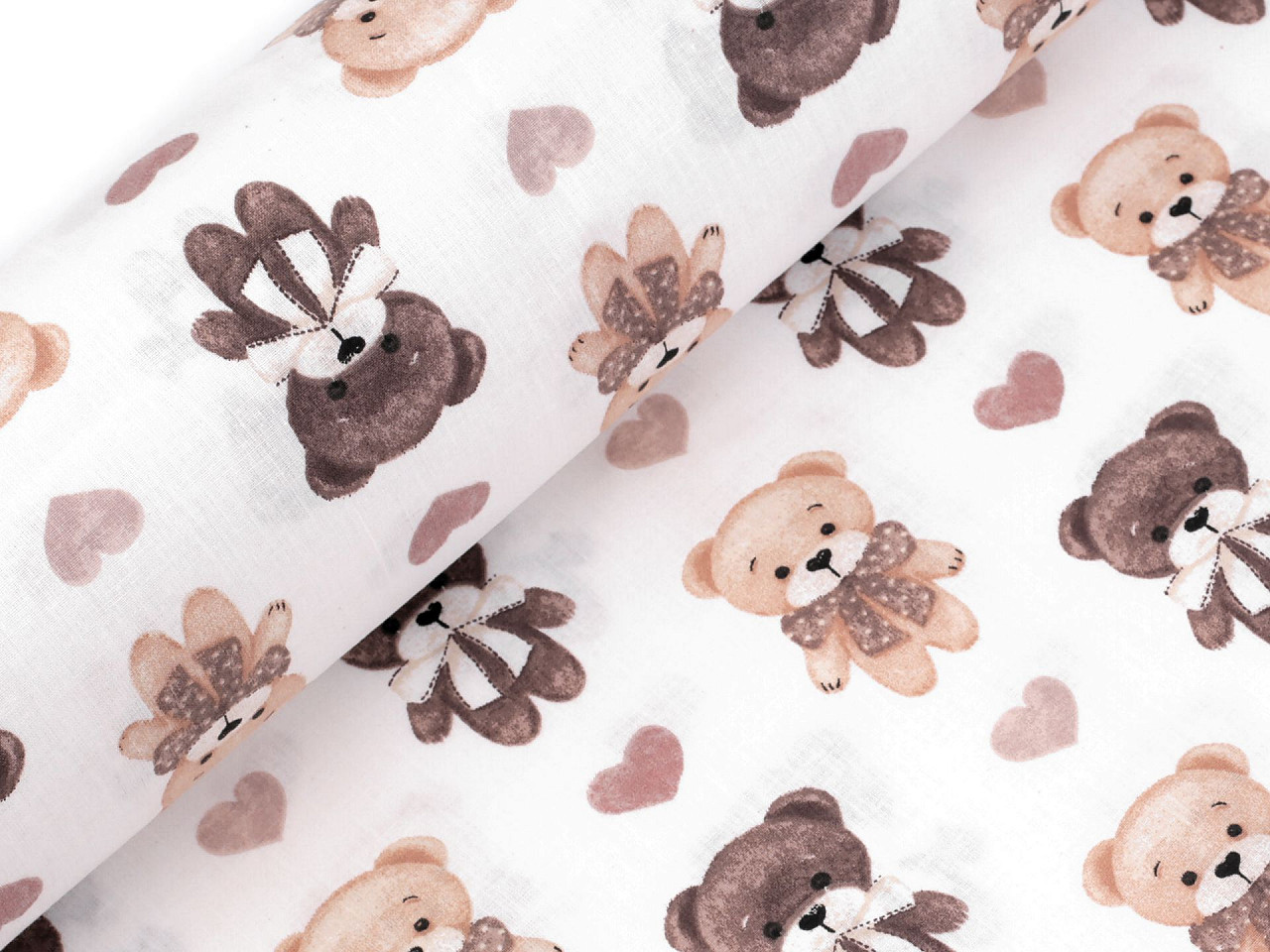 Baumwollstoff/leinen bärchen - Weiß (1 Meter)