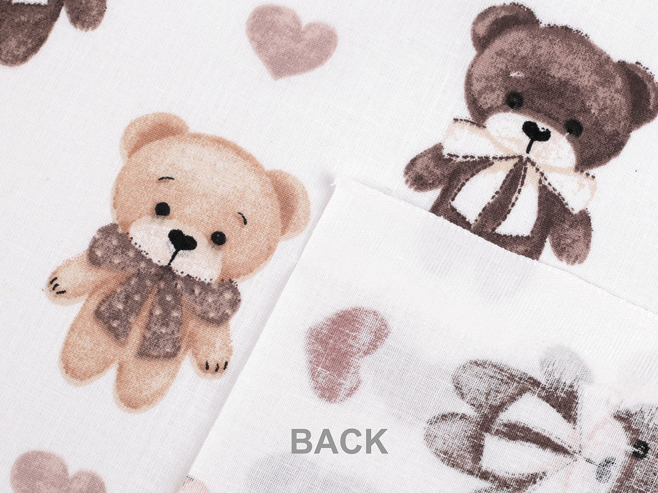 Baumwollstoff/leinen bärchen - Weiß (1 Meter)