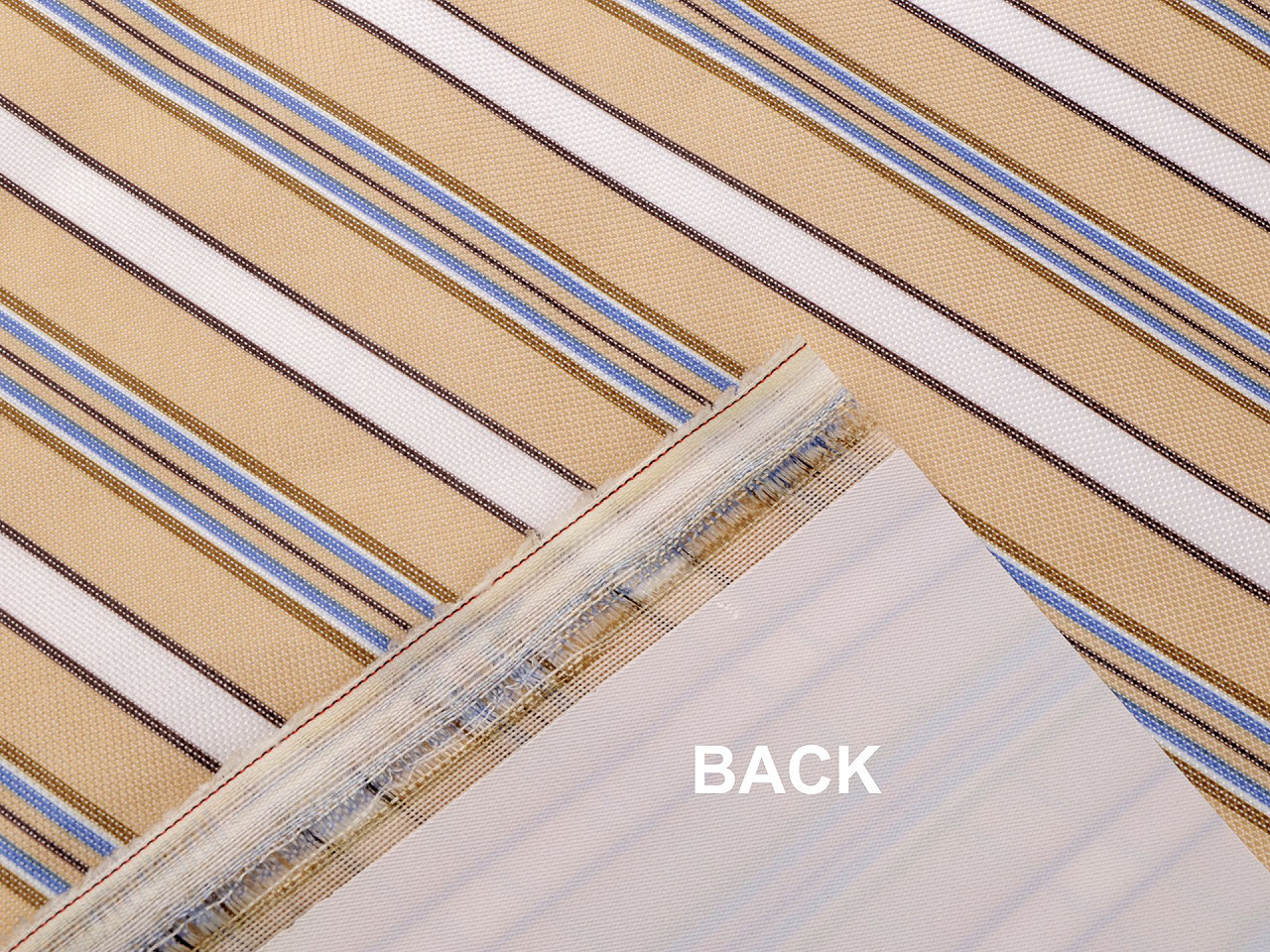 Kinderwagen-stoff 600d streifen mit pvc-behandlung - Créme (1 Meter)