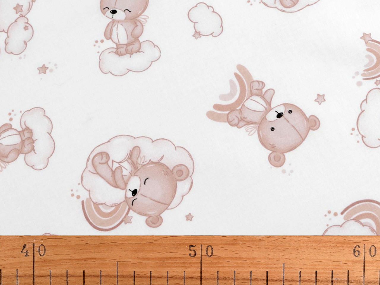 Baumwollstoff/leinen bärchen - Hellbeige (1 Meter)