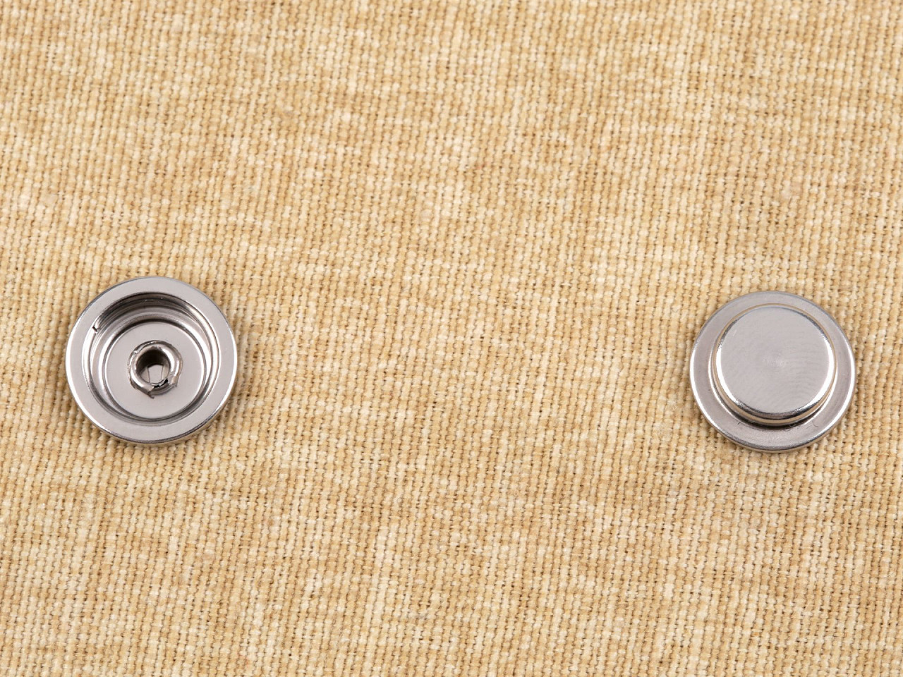 Doppelseitige metalldruckknöpfe für dicke stoffe, ø 15 mm, edelstahl - Nickel (50 Sets)