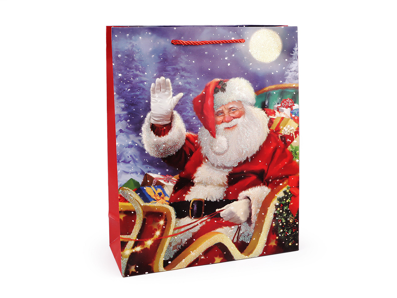 Weihnachts-geschenktasche mit glitzer - Rot (3 Stücke)