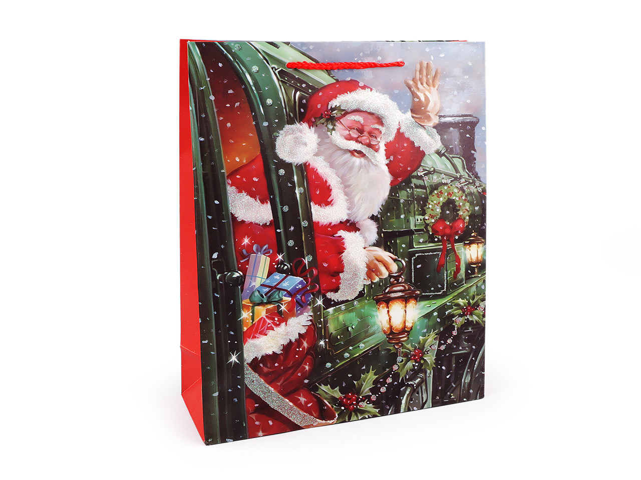 Weihnachts-geschenktasche mit glitzer - Rot (3 Stücke)