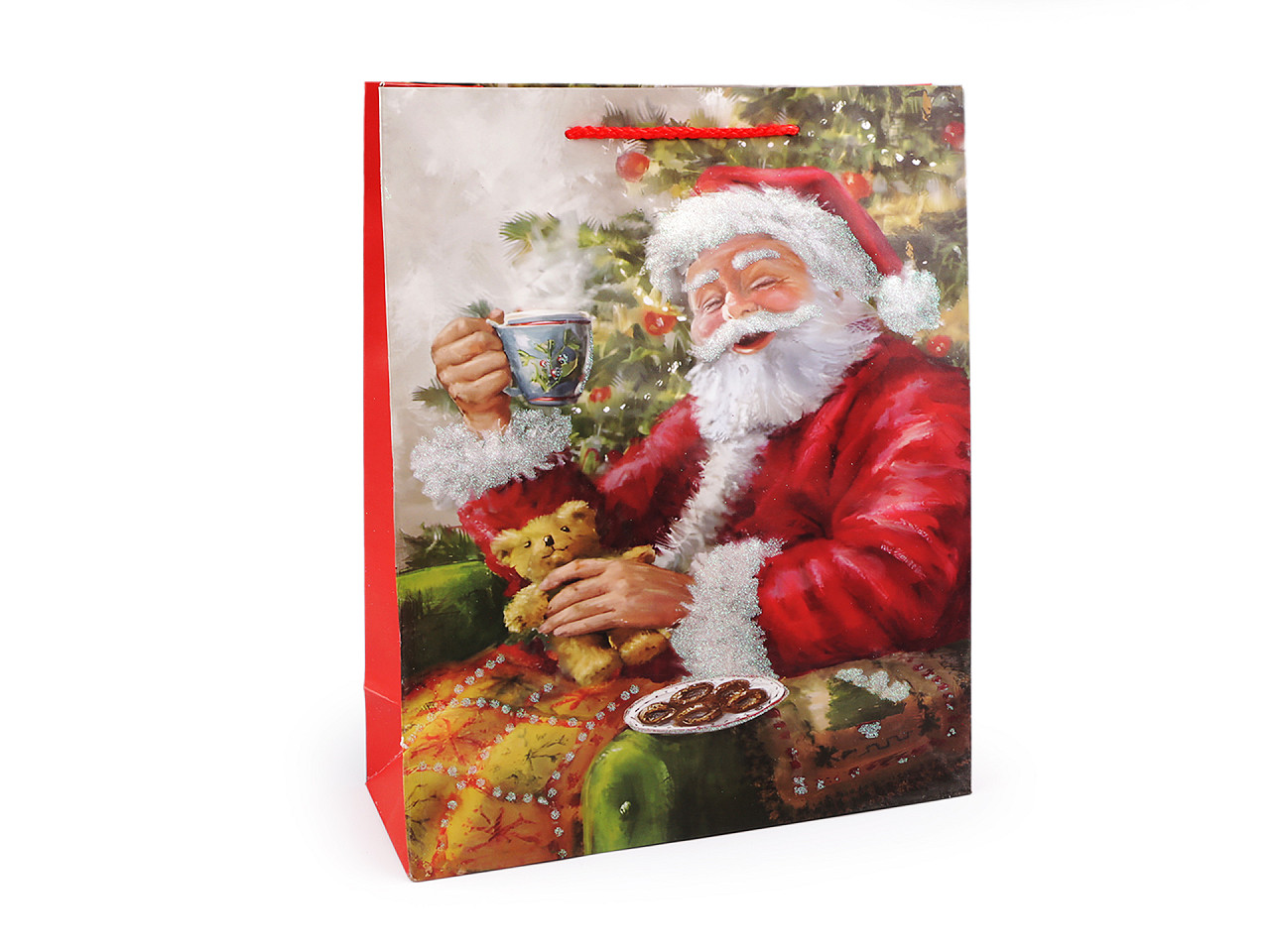 Weihnachts-geschenktasche mit glitzer - Rot (3 Stücke)