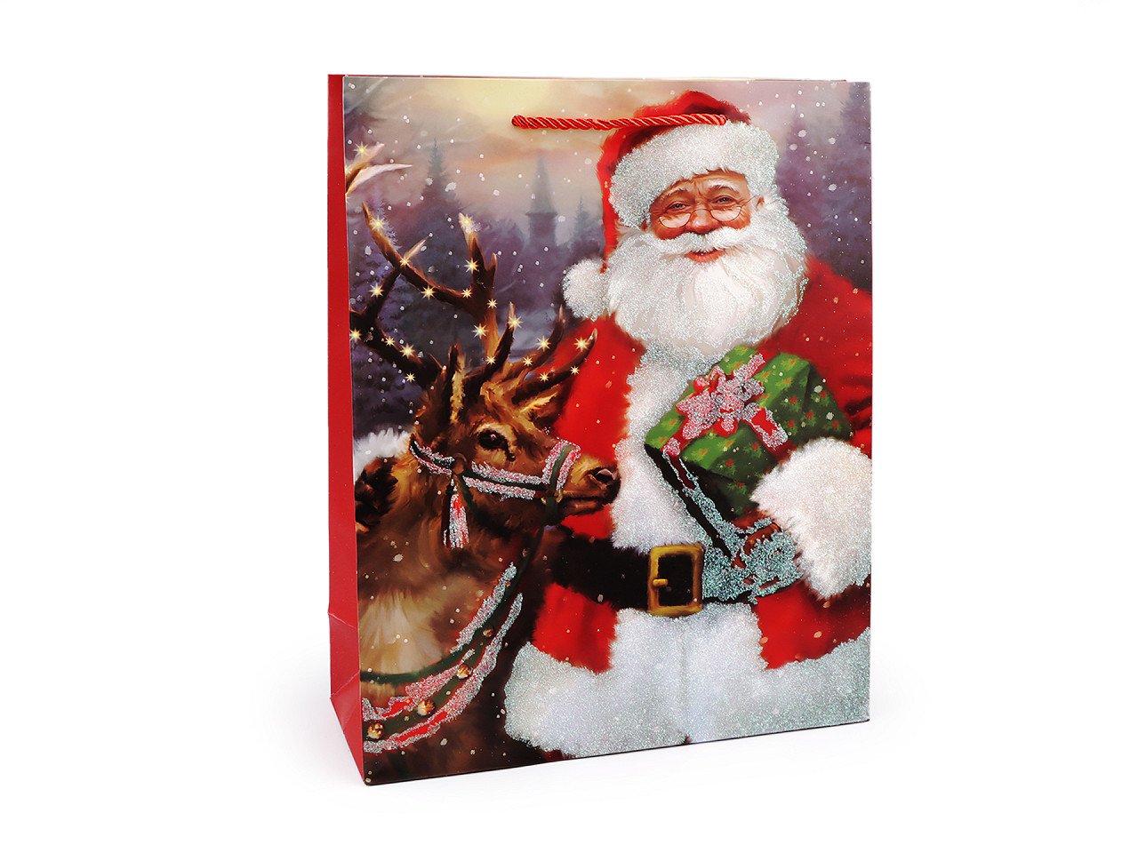 Weihnachts-geschenktasche mit glitzer - Rot (3 Stücke)