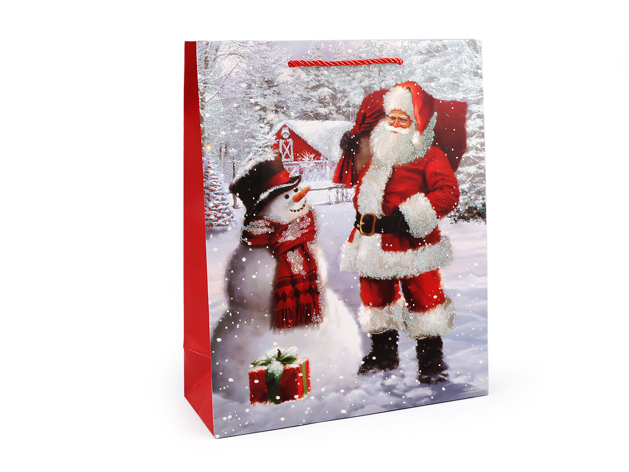 Weihnachts-geschenktasche mit glitzer - Rot (3 Stücke)