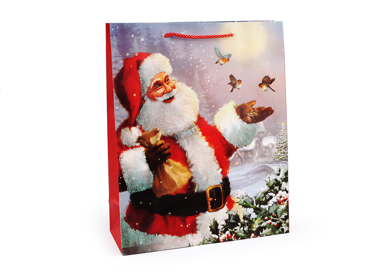 Weihnachts-geschenktasche mit glitzer - Rot (3 Stücke)