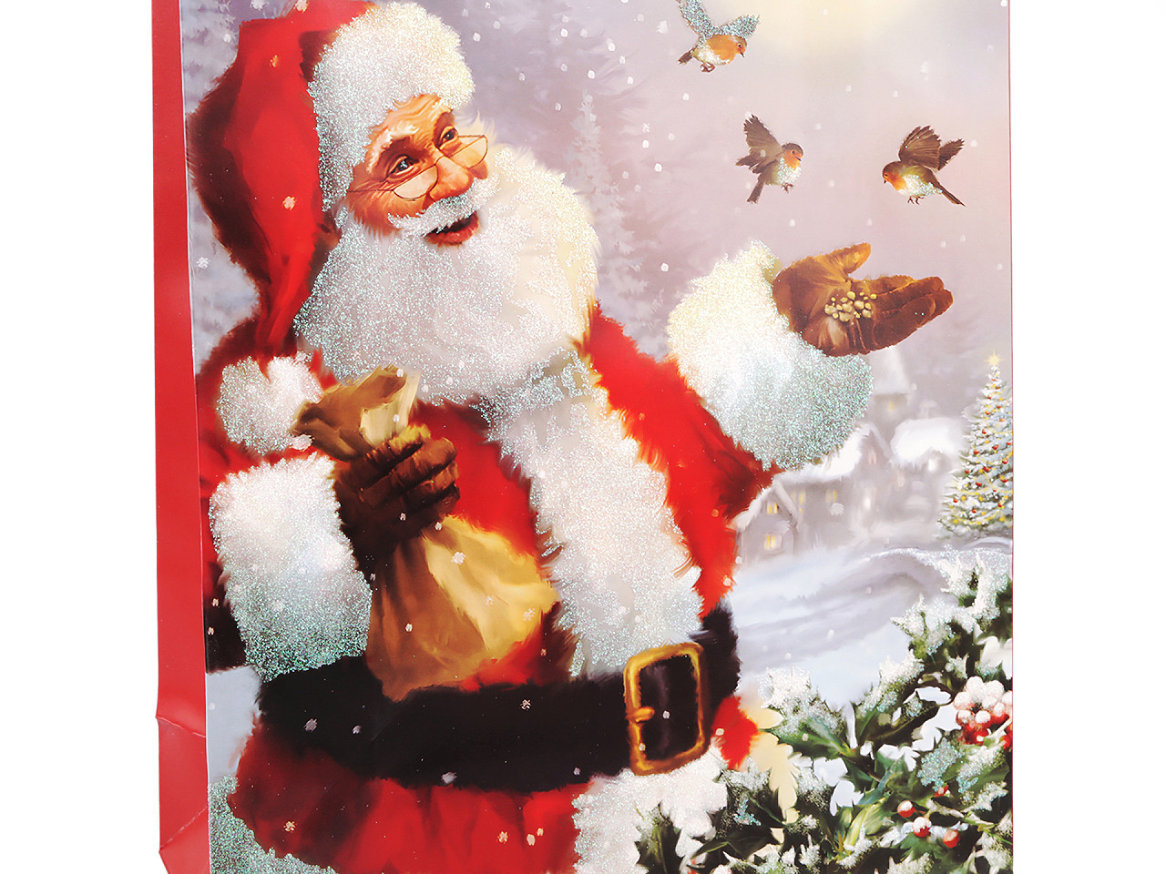 Weihnachts-geschenktasche mit glitzer - Rot (3 Stücke)