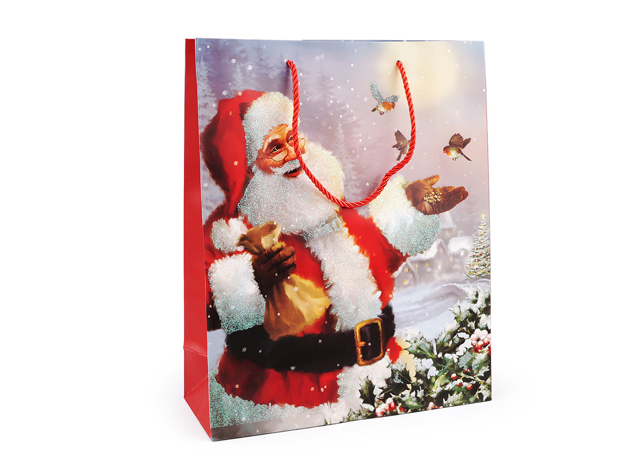 Weihnachts-geschenktasche mit glitzer - Rot (3 Stücke)