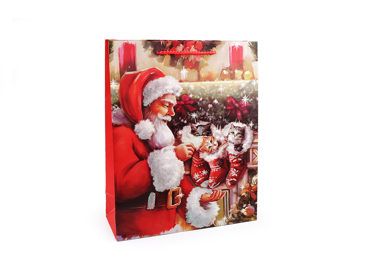 Weihnachts-geschenktasche mit glitzer - Rot (3 Stücke)