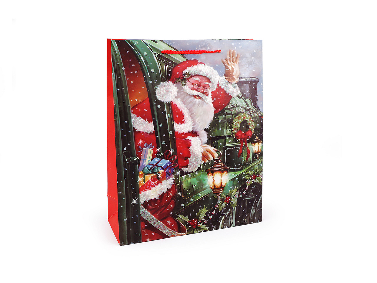 Weihnachts-geschenktasche mit glitzer - Rot (3 Stücke)