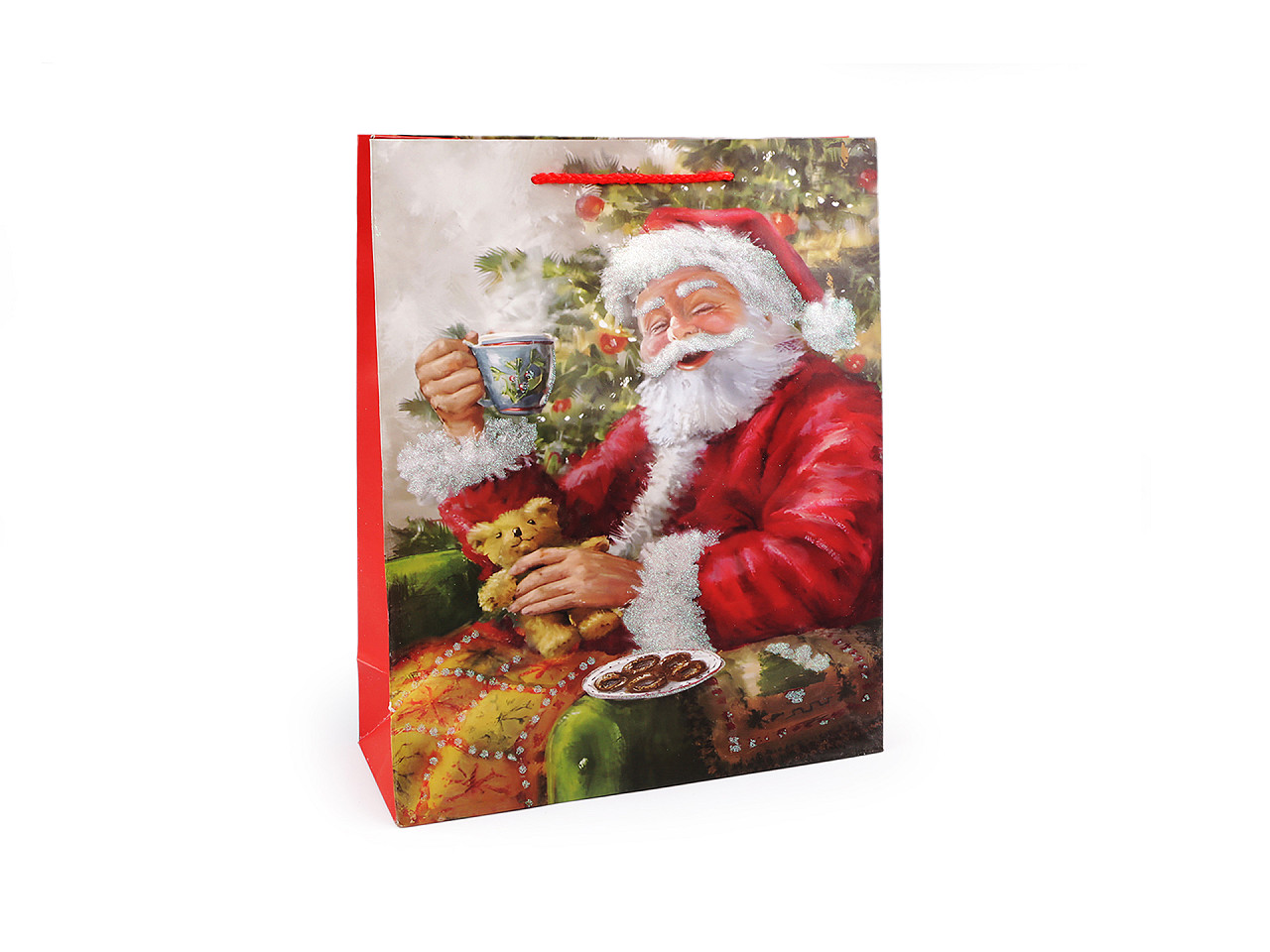 Weihnachts-geschenktasche mit glitzer - Rot (3 Stücke)