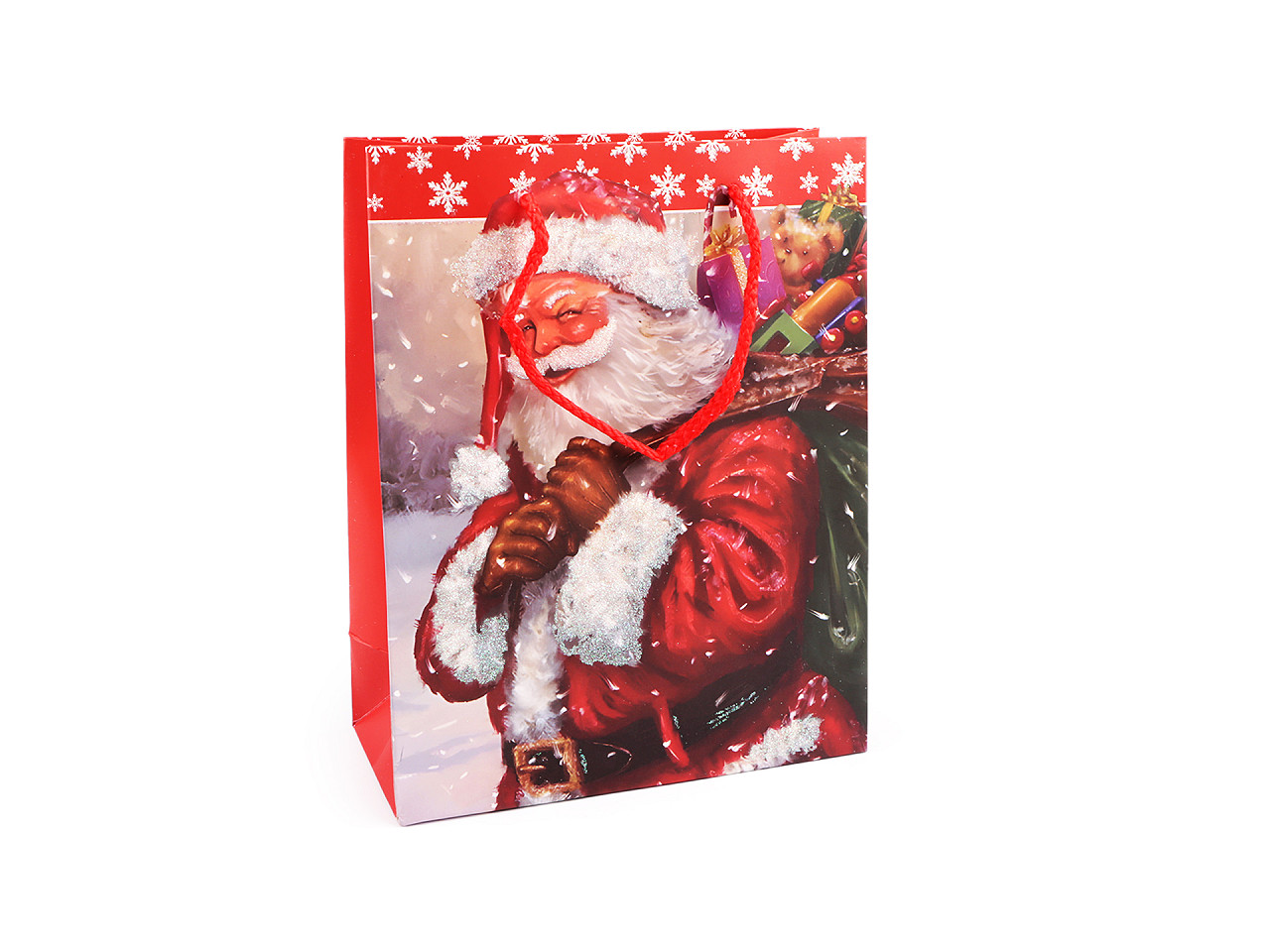 Weihnachts-geschenktasche mit glitzer - Rot (3 Stücke)