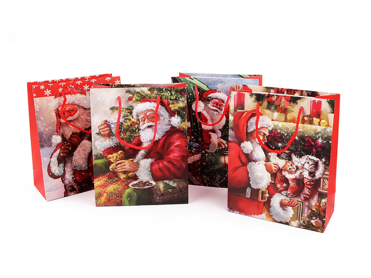 Weihnachts-geschenktasche mit glitzer - Rot (3 Stücke)