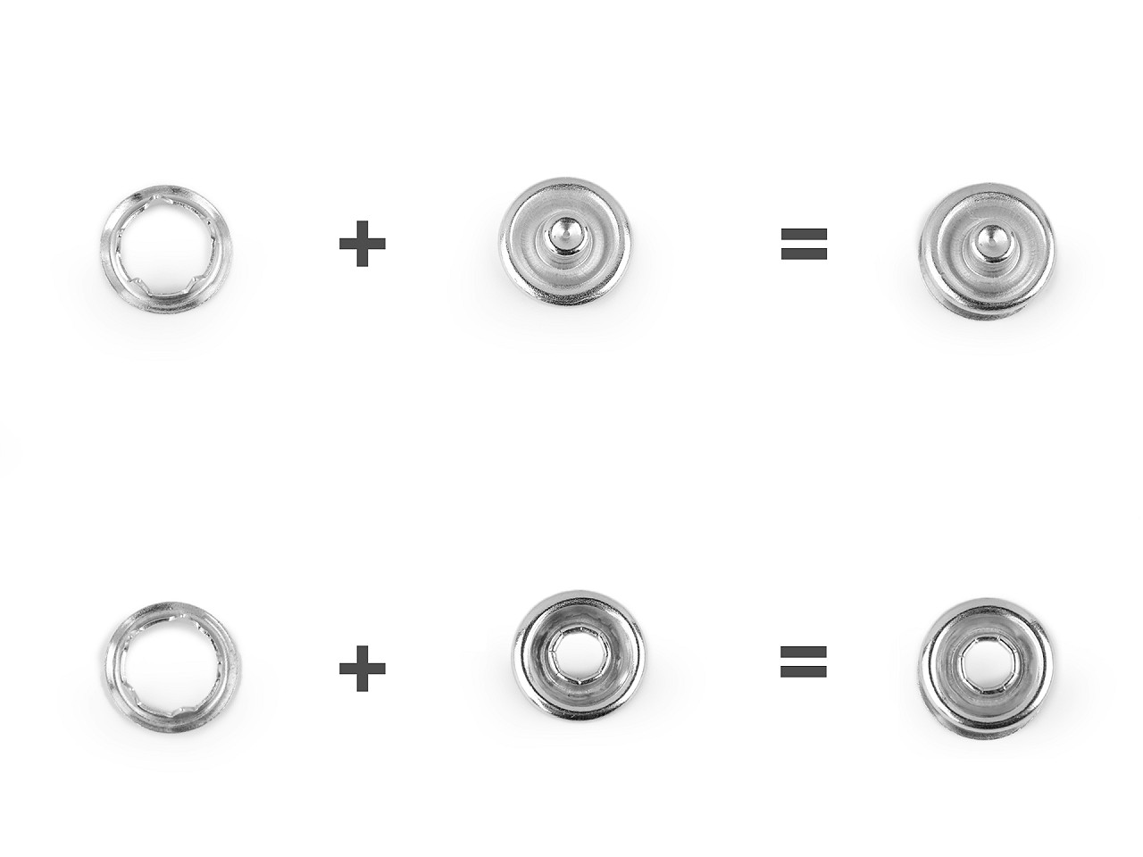 Roland baby druckknöpfe für dünne stoffe, ø 10 mm, lose - Nickel (50 Sets)