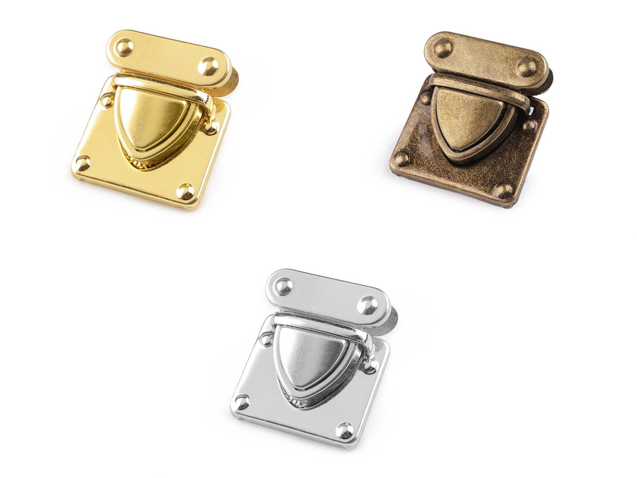 Steckschloss/mappenschloss, 36 x 33 mm - Altmessing (5 Sets)