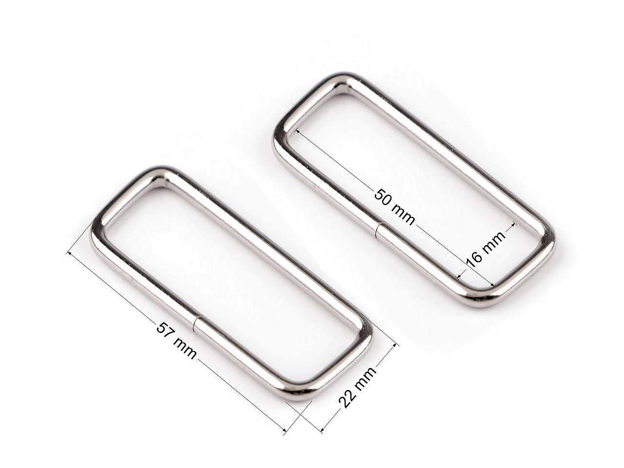 Durchzug, breite 50 mm - Nickel (10 Stücke)